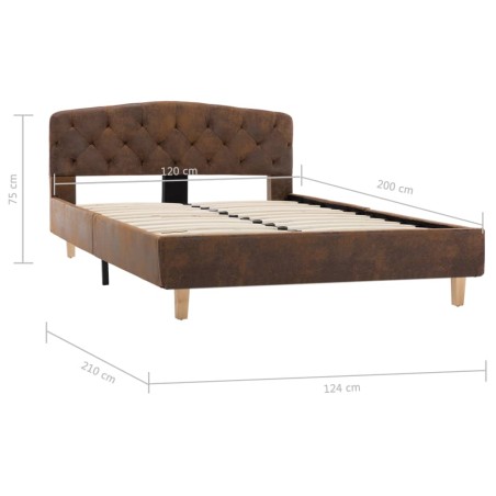Cadre de lit sans matelas marron similicuir daim 120x200 cm