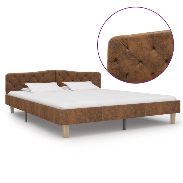 Cadre de lit sans matelas marron similicuir daim 180x200 cm