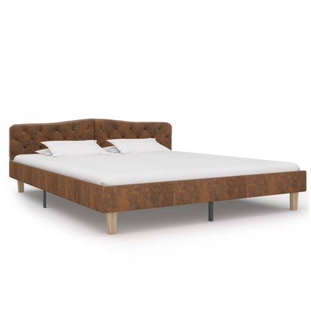 Cadre de lit sans matelas marron similicuir daim 180x200 cm 2