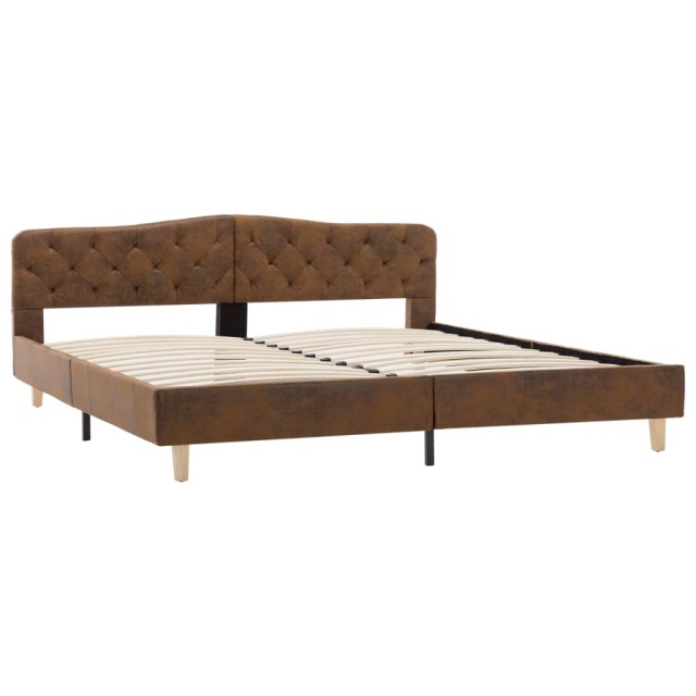 Cadre de lit sans matelas marron similicuir daim 180x200 cm