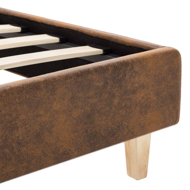 Cadre de lit sans matelas marron similicuir daim 180x200 cm