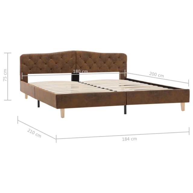 Cadre de lit sans matelas marron similicuir daim 180x200 cm