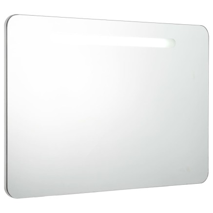 Armoire de salle de bain à miroir LED 80x9,5x55 cm 2