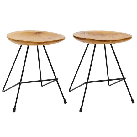 Tabourets lot de 2 bois de teck massif