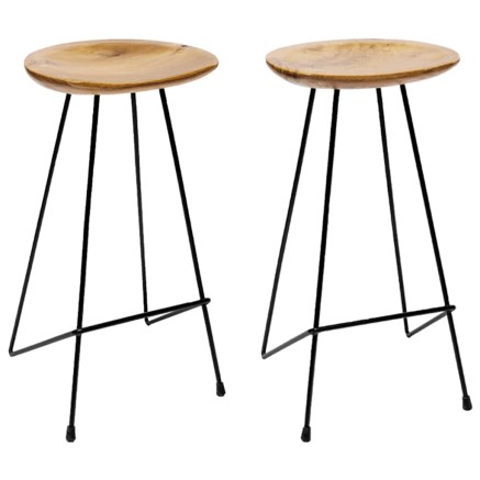 Tabourets de bar lot de 2 bois de teck massif