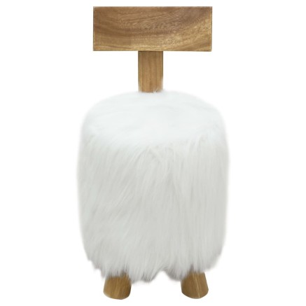 Tabouret Blanc Bois de teck massif 2