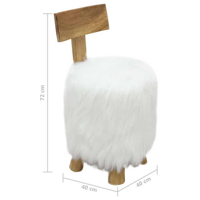 Tabouret Blanc Bois de teck massif