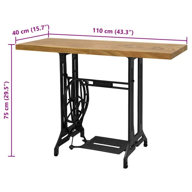 Table console avec machine à coudre 110x40x75 cm