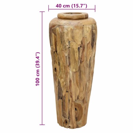 Vase de décoration 40 x 100 cm Bois de teck solide