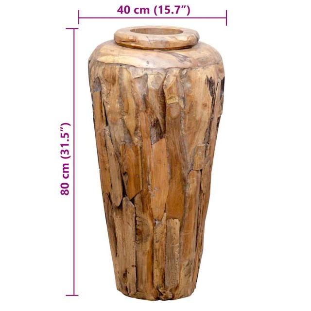 Vase de décoration 40 x 80 cm Bois de teck solide