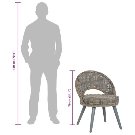 Chaise de canapé rotin kubu gris