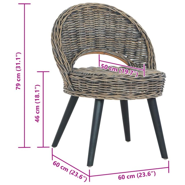 Chaise de canapé rotin kubu noir