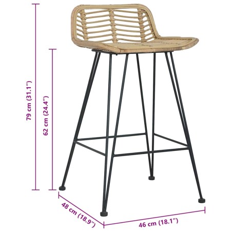 Chaises de bar lot de 2 rotin Naturel