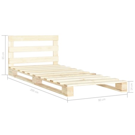 Cadre de lit de palette sans matelas 90x200 cm bois pin massif