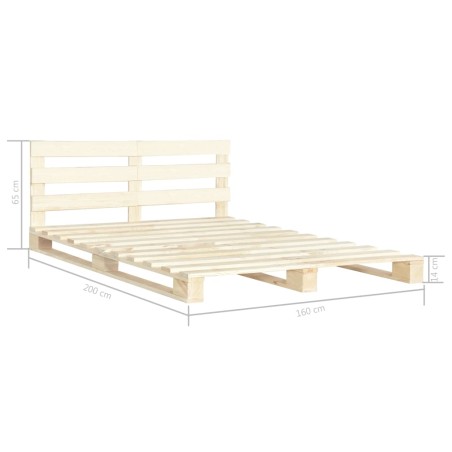 Cadre de lit de palette sans matelas 160x200 cm bois massif pin