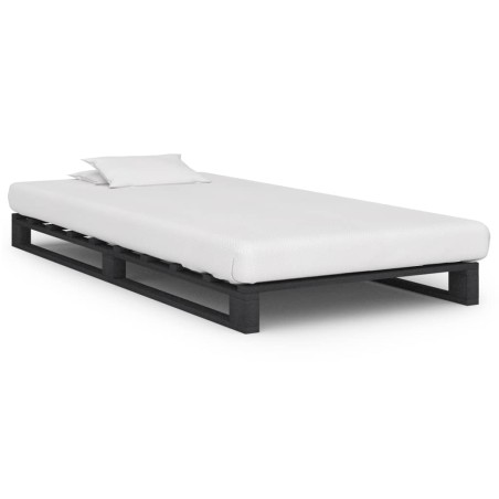 Cadre de lit de palette sans matelas gris 100x200cm bois massif