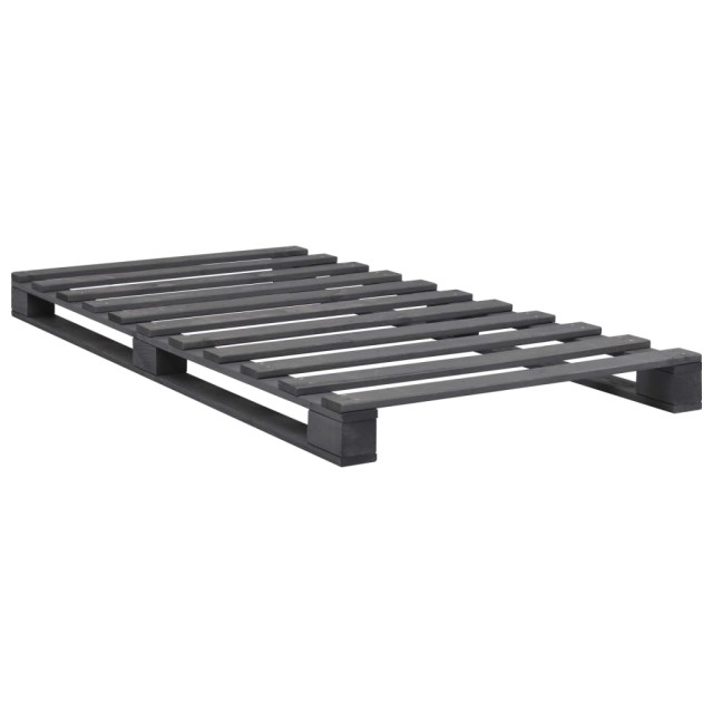 Cadre de lit de palette sans matelas gris 100x200cm bois massif