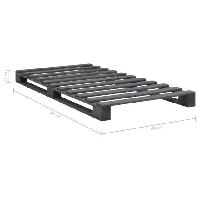 Cadre de lit de palette sans matelas gris 100x200cm bois massif