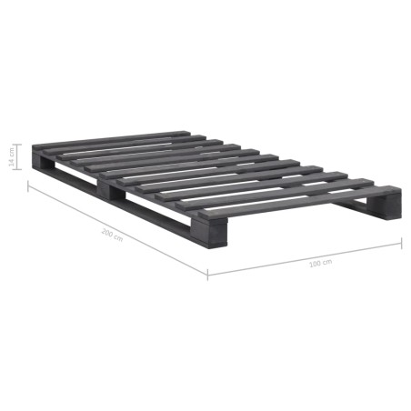 Cadre de lit de palette sans matelas gris 100x200cm bois massif