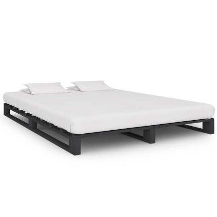 Cadre de lit de palette sans matelas gris 120x200cm bois massif