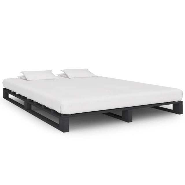 Cadre de lit de palette sans matelas gris 120x200cm bois massif