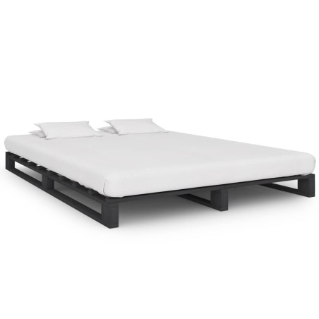 Cadre de lit de palette sans matelas gris 140x200cm bois massif