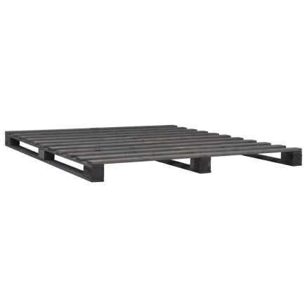 Cadre de lit de palette sans matelas gris 140x200cm bois massif 2