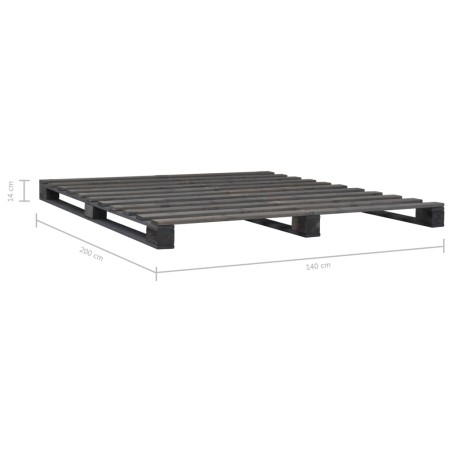Cadre de lit de palette sans matelas gris 140x200cm bois massif