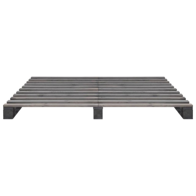 Cadre de lit de palette sans matelas gris 160x200cm bois massif