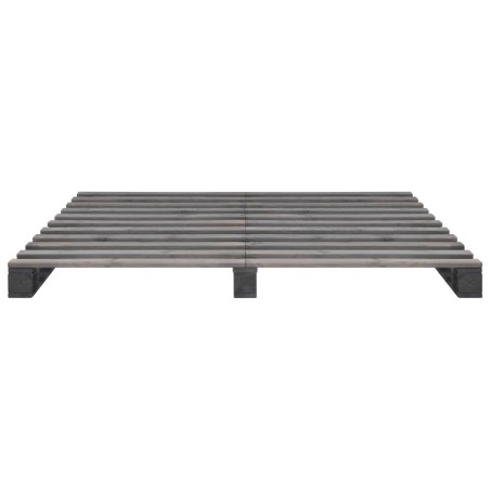 Cadre de lit de palette sans matelas gris 160x200cm bois massif