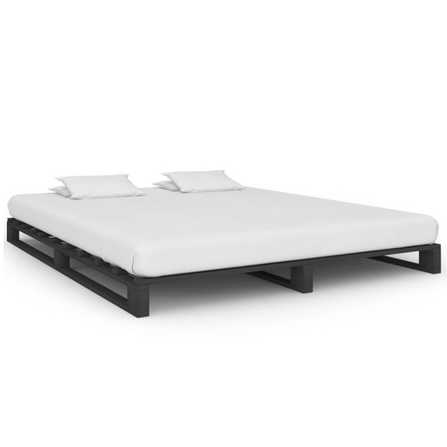 Cadre de lit de palette sans matelas gris 180x200cm bois massif