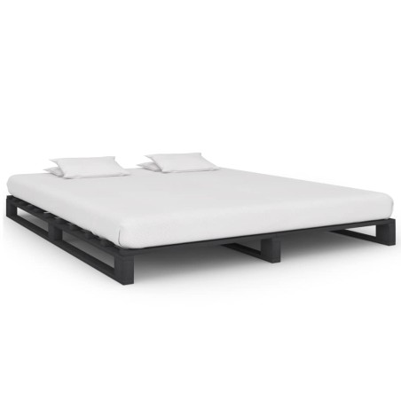 Cadre de lit de palette sans matelas gris 180x200cm bois massif