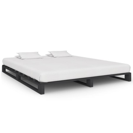 Cadre de lit de palette sans matelas gris 200x200cm bois massif