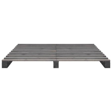 Cadre de lit de palette sans matelas gris 200x200cm bois massif