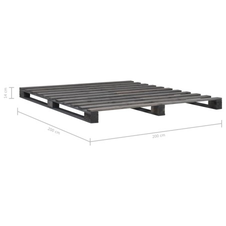 Cadre de lit de palette sans matelas gris 200x200cm bois massif