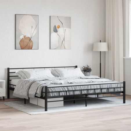 Cadre de lit sans matelas noir acier 200x200 cm
