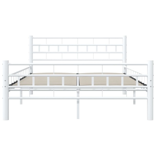 Cadre de lit sans matelas blanc métal 140x200 cm