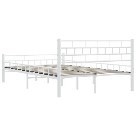 Cadre de lit sans matelas blanc métal 140x200 cm