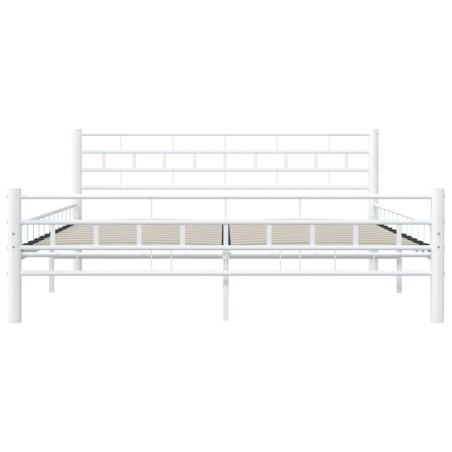 Cadre de lit et tête de lit sans matelas blanc 160x200 cm métal