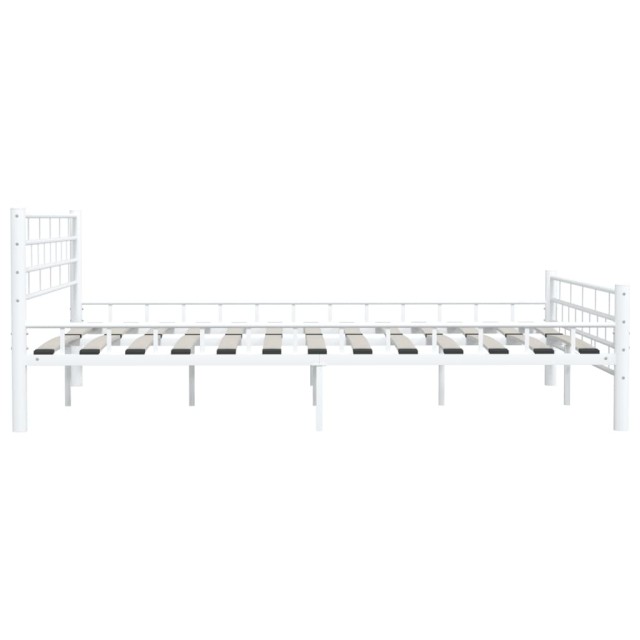 Cadre de lit et tête de lit sans matelas blanc 160x200 cm métal