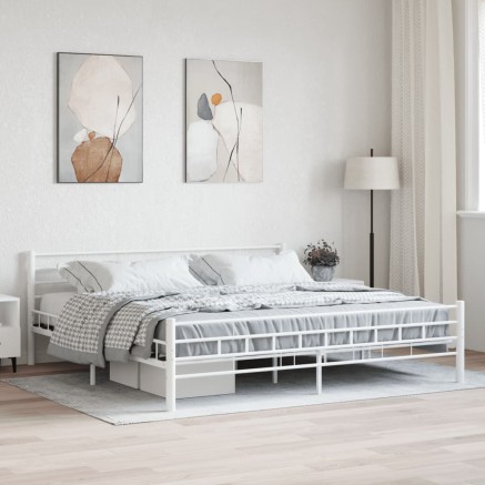 Cadre de lit sans matelas blanc métal 180x200 cm