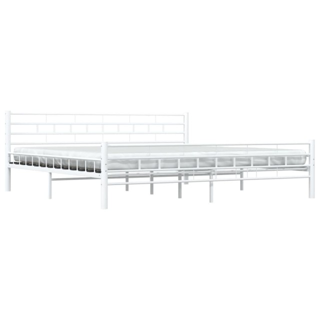 Cadre de lit sans matelas blanc métal 200x200 cm