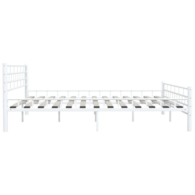 Cadre de lit sans matelas blanc métal 200x200 cm