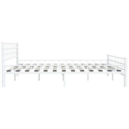 Cadre de lit sans matelas blanc métal 200x200 cm