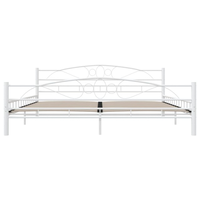 Cadre de lit sans matelas blanc métal 200x200 cm
