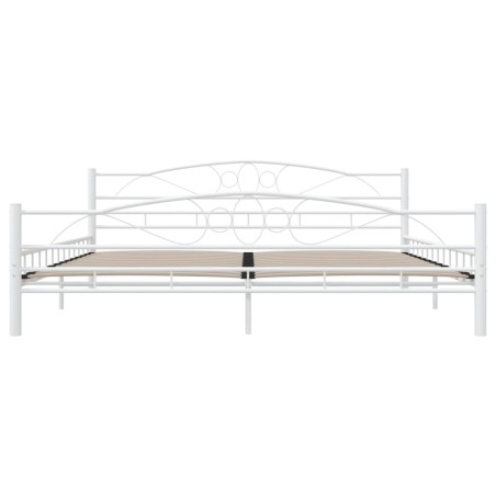 Cadre de lit sans matelas blanc métal 200x200 cm