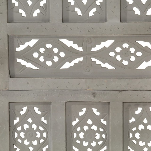 Cloison de séparation 4 panneaux Gris 160x165 cm Bois manguier