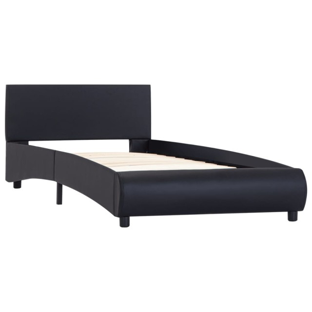 Cadre de lit avec LED sans matelas noir similicuir 90x200 cm