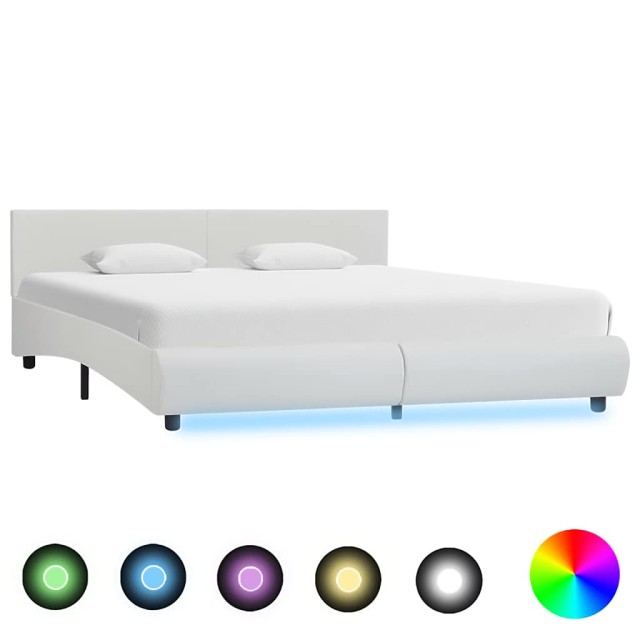 Cadre de lit avec LED sans matelas blanc 160x200 cm