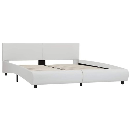 Cadre de lit avec LED sans matelas blanc 160x200 cm